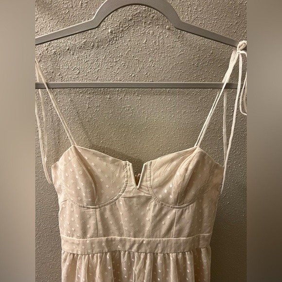 Lulus Romantic Spot Cream Polka Dot Mesh Tiered Midi Dress - Picture 8 of 11